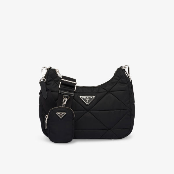 

Вязаная наплечная сумка с подкладкой Re-Nylon Prada, черный