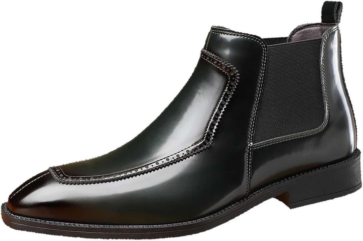 

Мужские классические челси с лаковой отделкой, массивным низким каблуком, винтажным заостренным носком Nxnbhsl, темно-зеленый