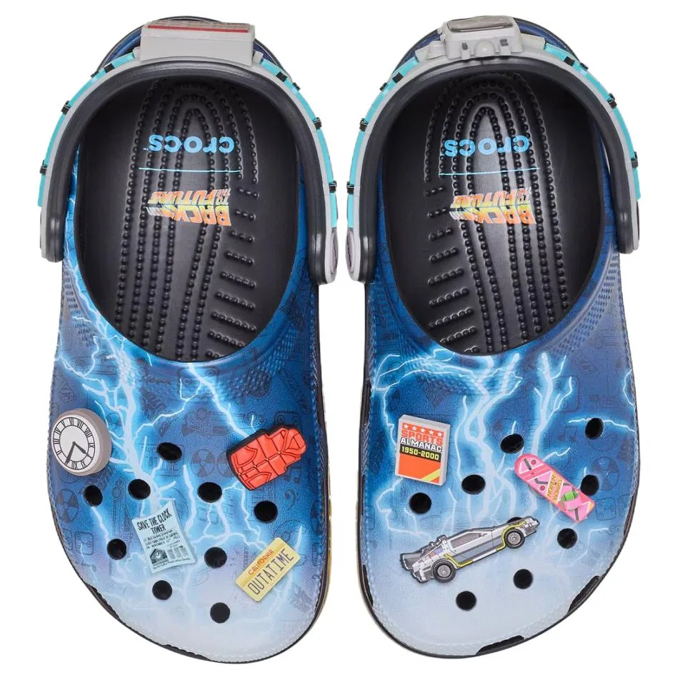 Сабо Classic Clog Back to the Future Crocs сине-оранжевые — фото 3