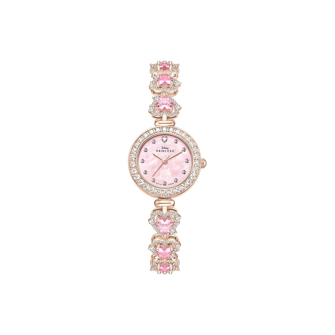 

Disney Часы женские с механизмом Princess Quartz, экологичный медный ремешок, розовый циферблат