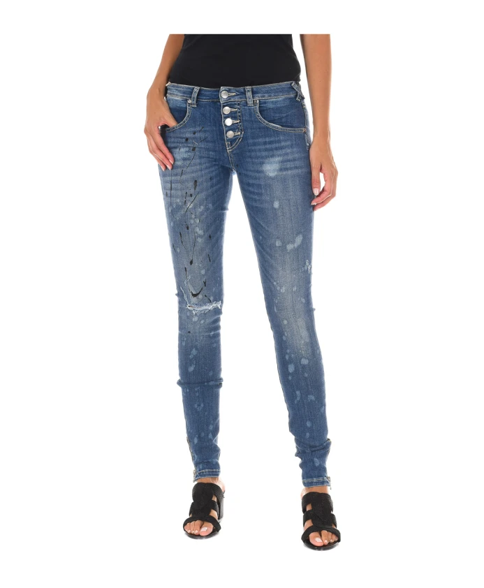 

Узкие джинсы с застежкой-молнией по низу Met, синий