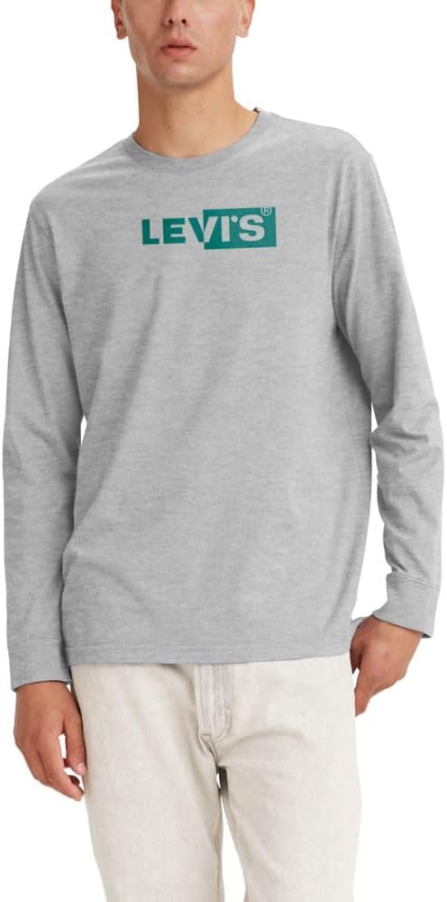 

Мужская свободная футболка с длинным рукавом Levi's с графическим принтом, Boxtab Midtone Heather Grey