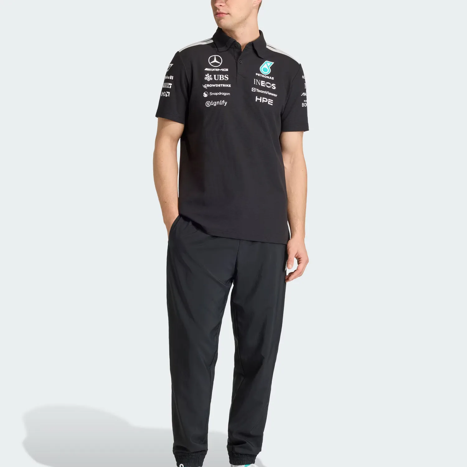 Футболка-поло MERCEDES AMG PETRONAS FORMULA 1 TEAM мужская Adidas, черный — фото 3