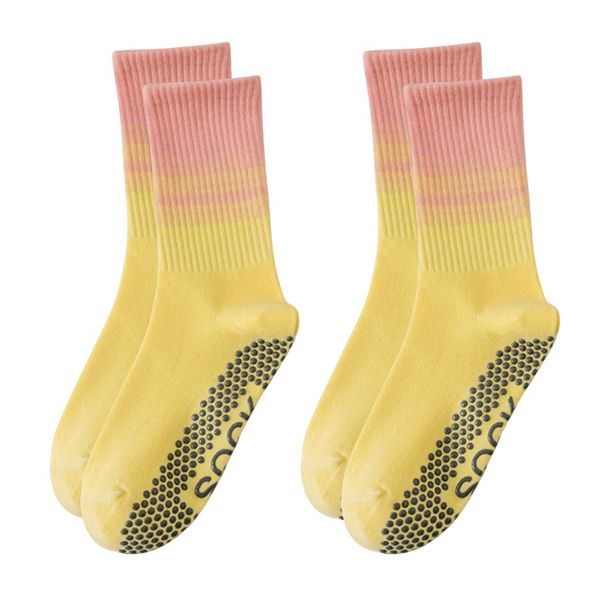 

Женские носки с градиентом и резинкой, 2 пары, нескользящая подошва для дома или студии Anna-Kaci, Pink Yellow