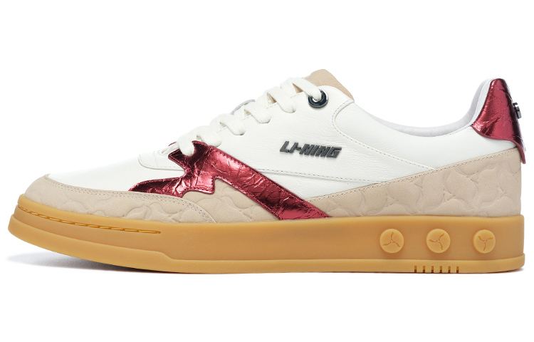 

Низкие кроссовки для скейтбординга мужские белые умбра LI-NING 1990, экрю/молочный коричневый/тёмный каштаново-красный