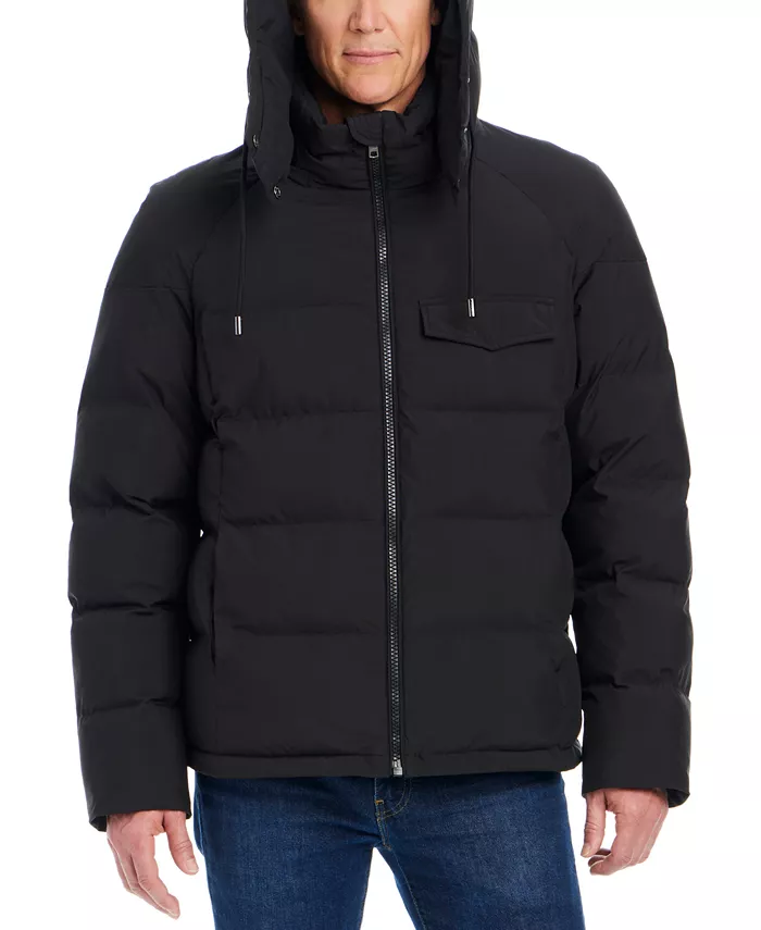 

Мужская утепленная куртка с капюшоном на молнии Stretch Zip-Front Puffer Coat Vince Camuto, черный