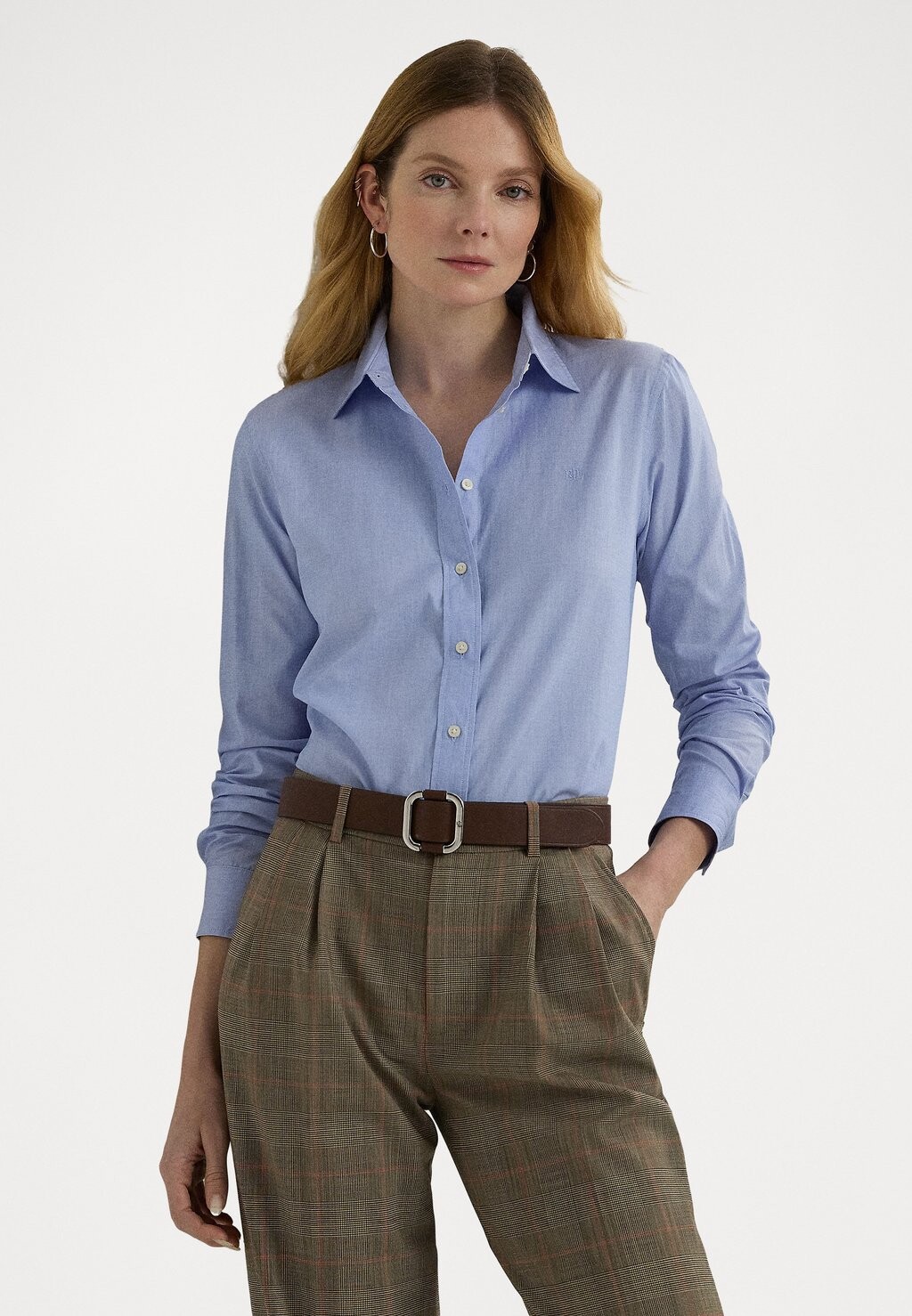 

Блузка на пуговицах CLASSIC FIT COTTON SHIRT Lauren Ralph Lauren Petite, синий
