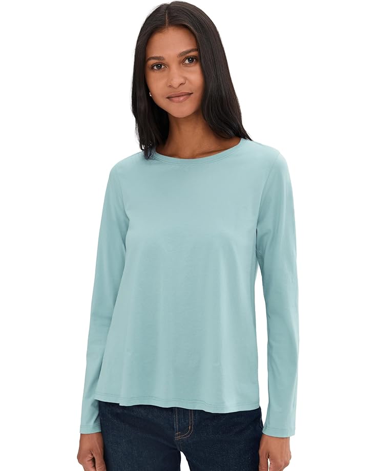 

Женская футболка Eileen Fisher Organic Pima Cotton Jersey с круглым вырезом и длинным рукавом, Seafoam