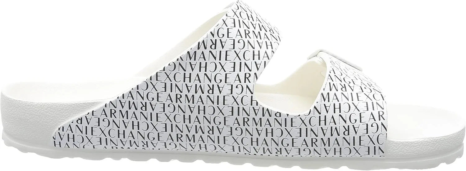 Сандалии Armani Exchange Herren с логотипом по всей поверхности, Optic White Black — фото 4