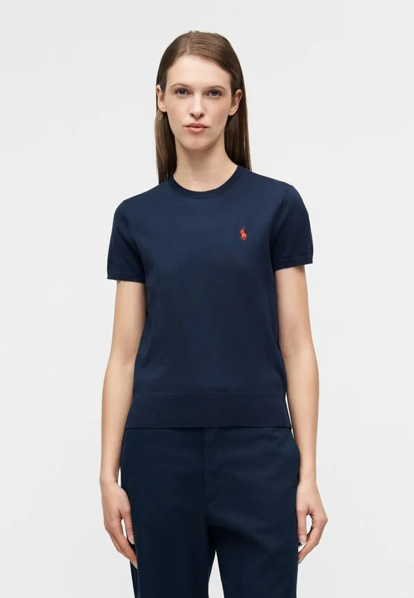 Свитер с коротким рукавом и круглым вырезом, базовая футболка Polo Ralph Lauren, Bright Navy — фото 3