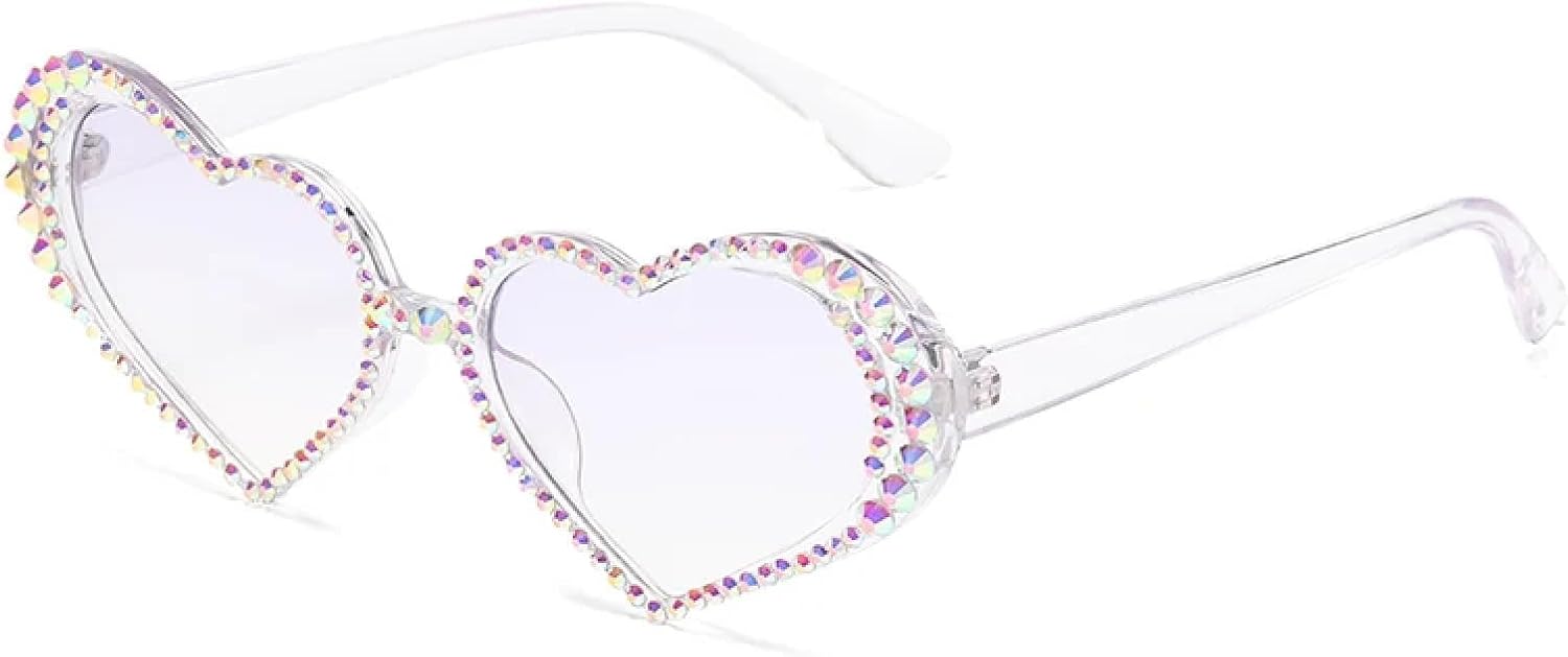 

Солнцезащитные очки с защитой от УФ-излучения UV400 | Оправа в форме сердца в стиле панк | Для женщин и мужчин, для занятий спортом на открытом воздухе и вождения DSVIGF, Clear Purple