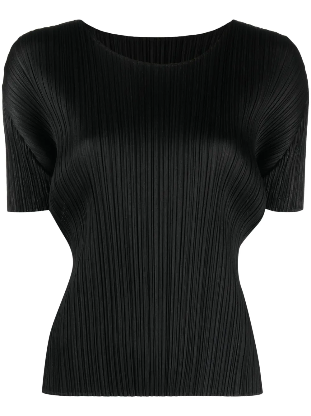 

Плиссированная футболка с круглым вырезом Pleats Please Issey Miyake, черный