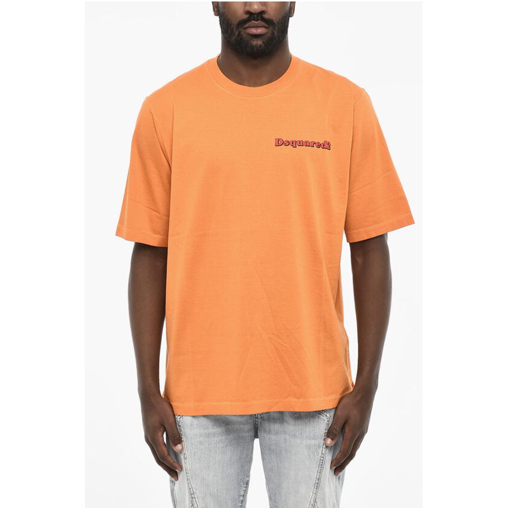 

Футболка из хлопка с круглым вырезом и логотипом Dsquared2, Orange