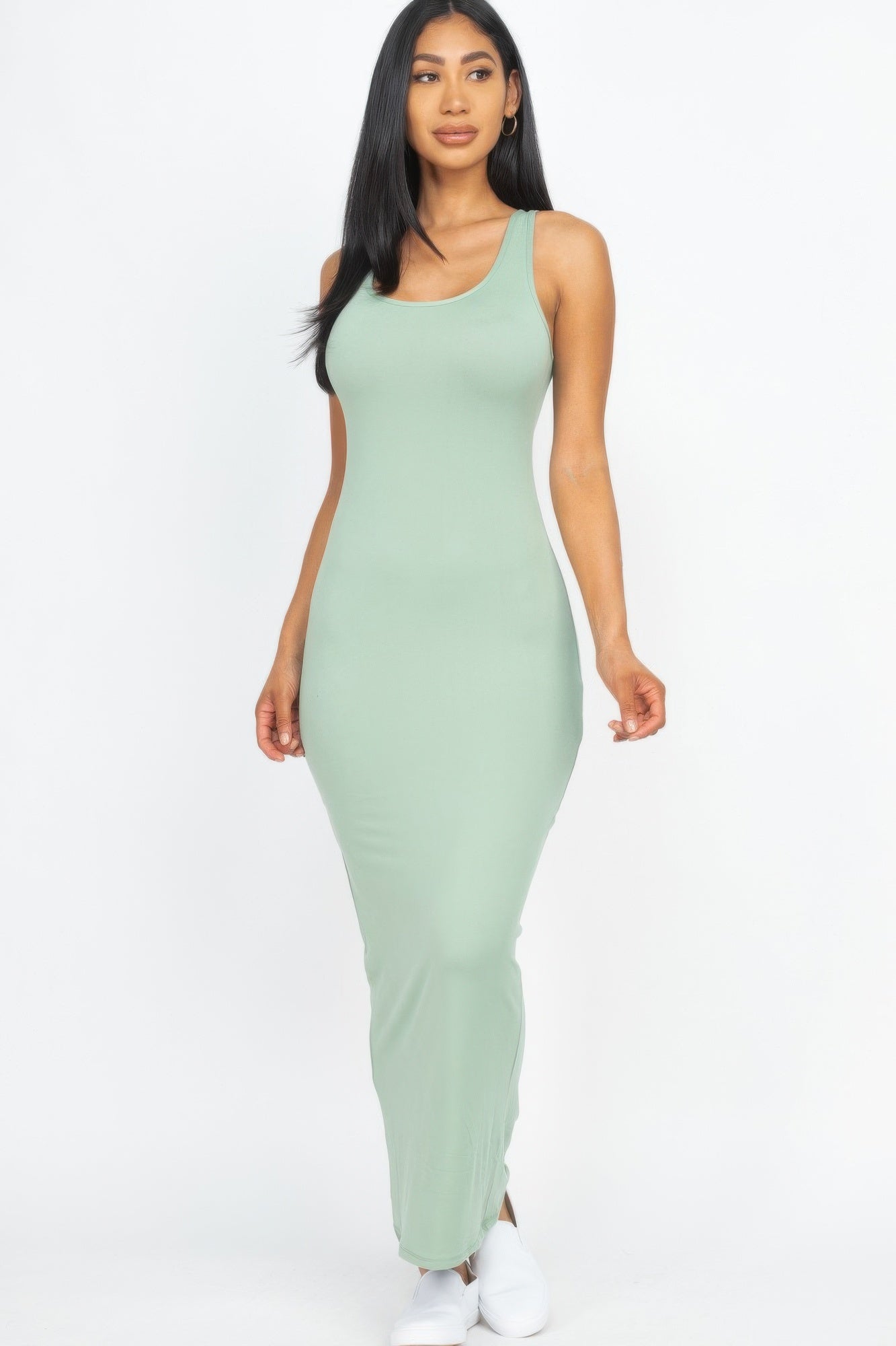 

FASHNZFAB Женское однотонное базовое макси-платье, цвет green bay