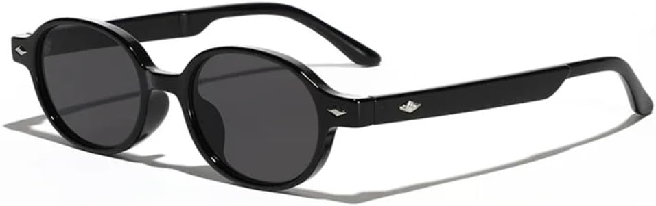 

Винтажные солнцезащитные очки Rivet в маленькой оправе овальной формы для женщин и мужчин, роскошные, в стиле панк, с защитой от УФ-излучения UV400 HHZZYVY, Black Black