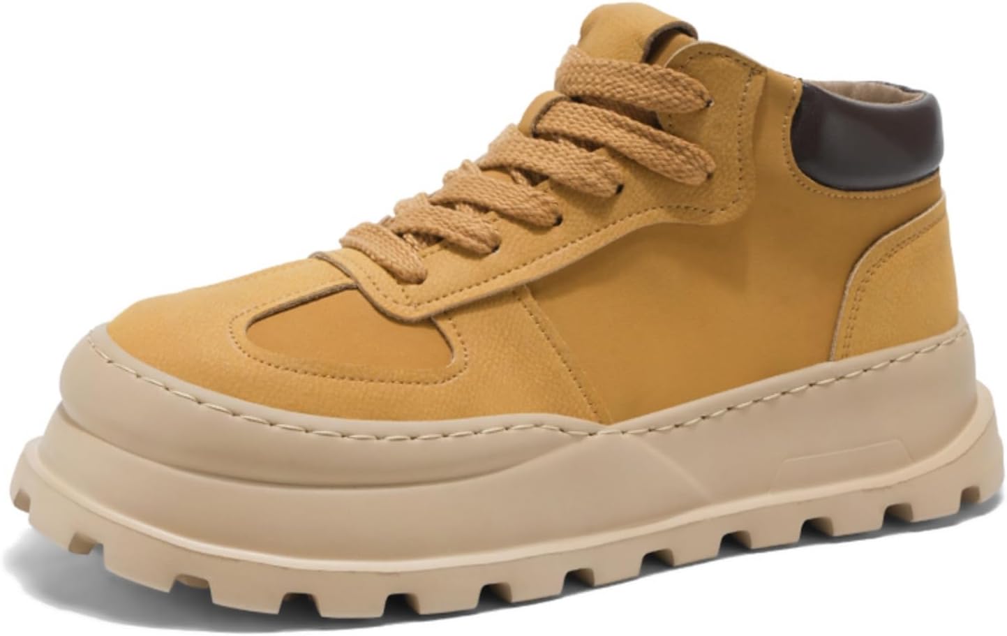 

Мужские модные замшевые кроссовки на шнуровке с платформой, повседневные ретро, с круглым носком, противоскользящие, ортопедические спортивные туфли для ходьбы и повседневных поездок Kpdwfms, коричневый