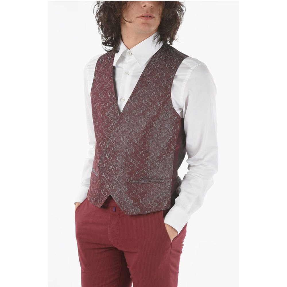 

Узорчатый шелковый двубортный жилет CERIM.ACADEMY Corneliani, Burgundy