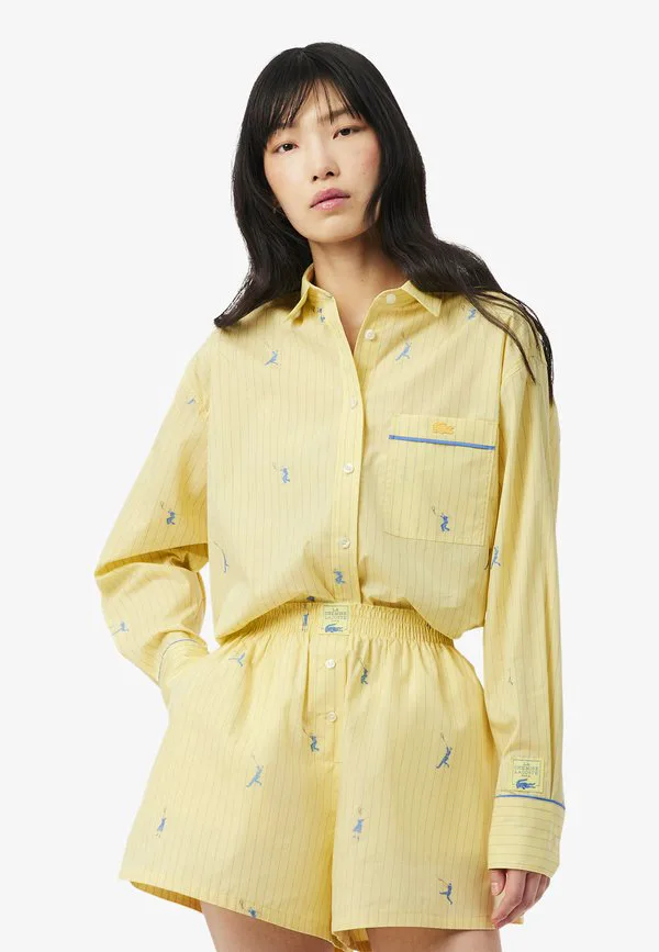 Блузка Lacoste Jaune Bleu-Ia, полоска, желтая