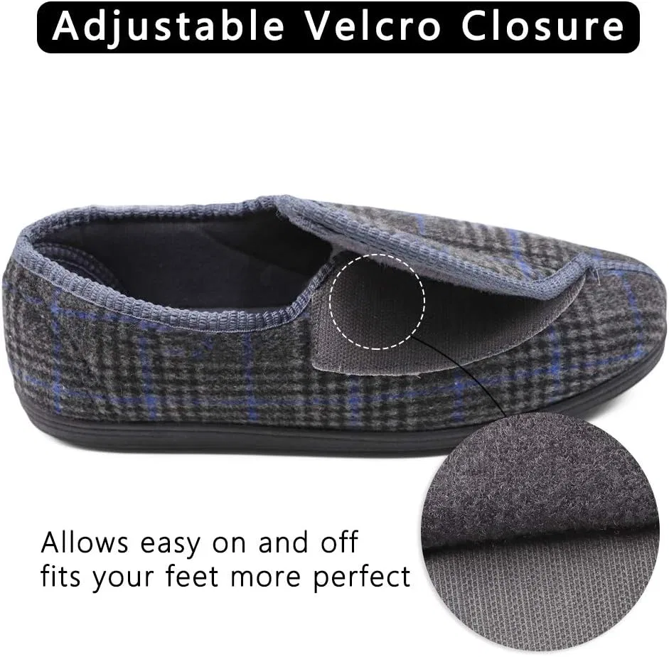 Тапочки с регулируемой застежкой, Memory Foam, Gray Plaid Hotme — фото 4