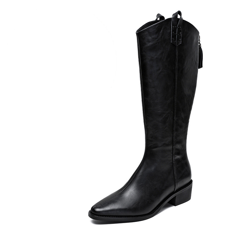 Сапоги женские 4 см Devanro, Black (Thin Fleece)