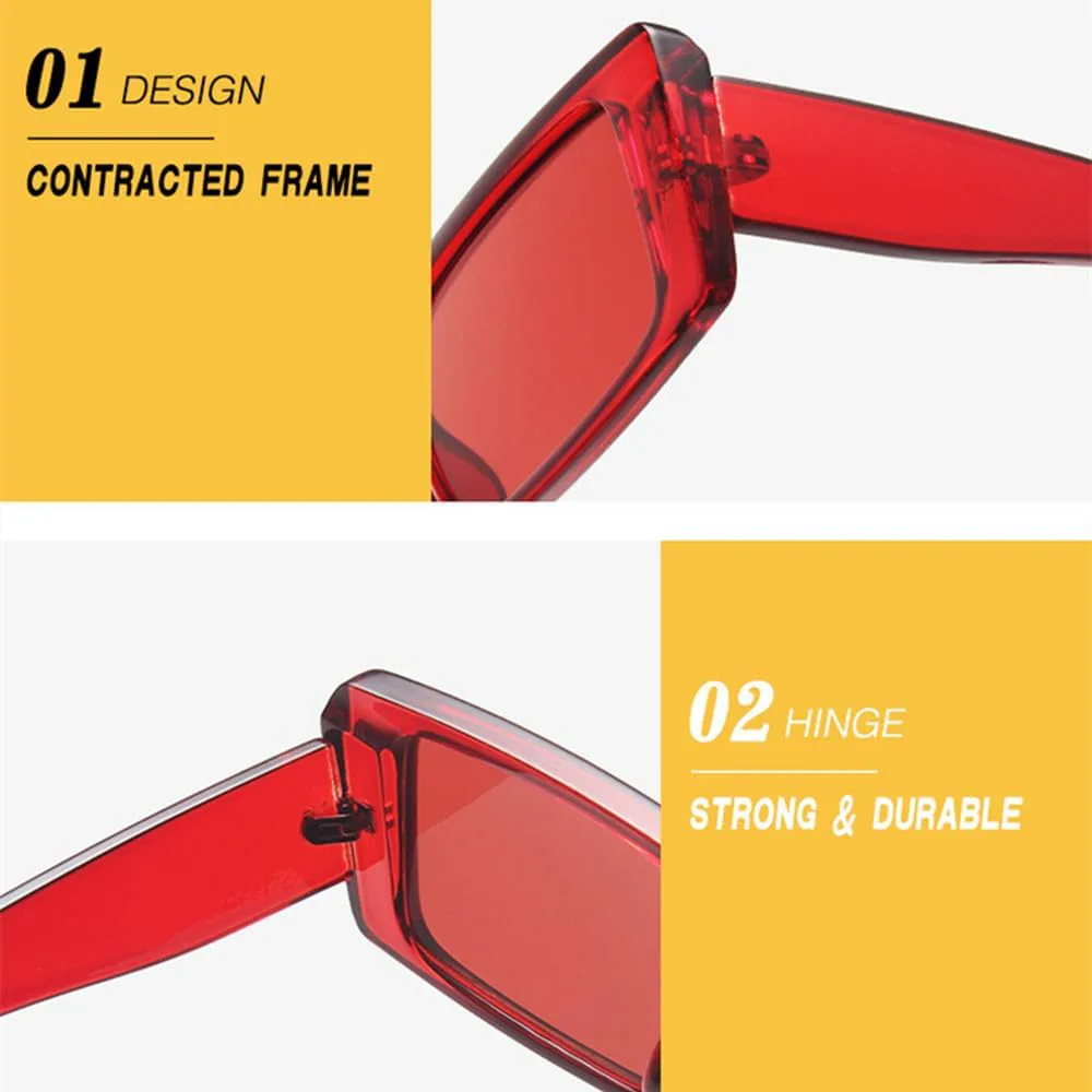 

Летние ретро-солнцезащитные очки прямоугольной формы для женщин, модные флуоресцентные зеленые очки для мужчин, защита от ультрафиолета UV400 HVTVTLA, Red Grey