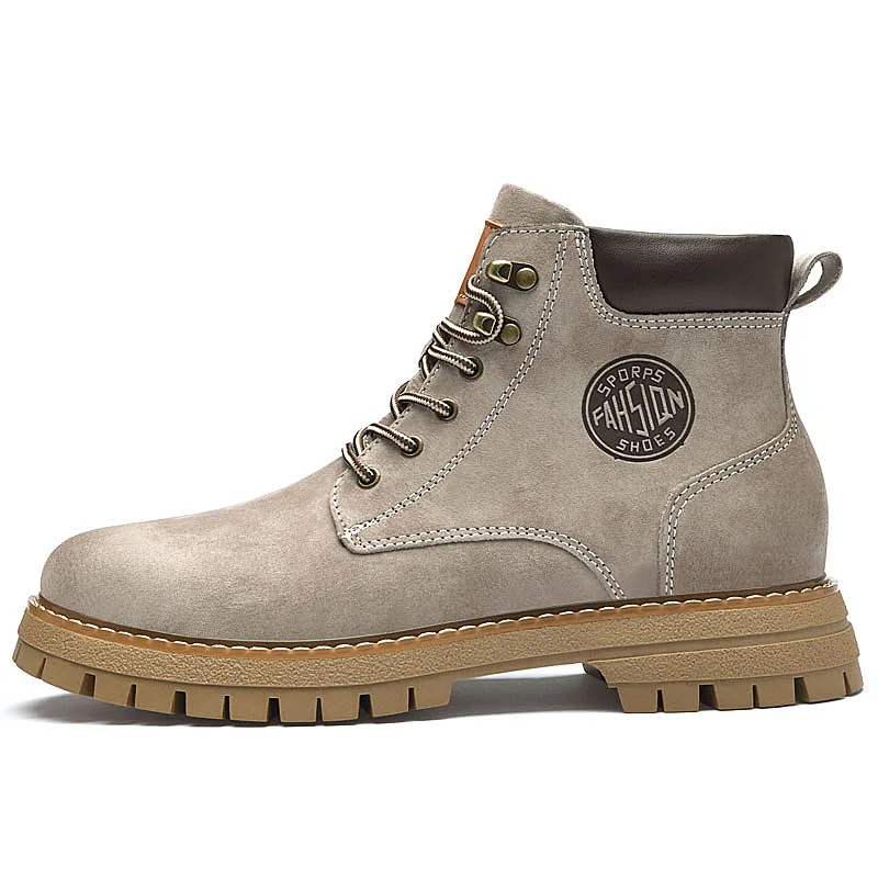 Ботинки платформенные мужские combat 12 см BAGE, Gray Fleece-Lined