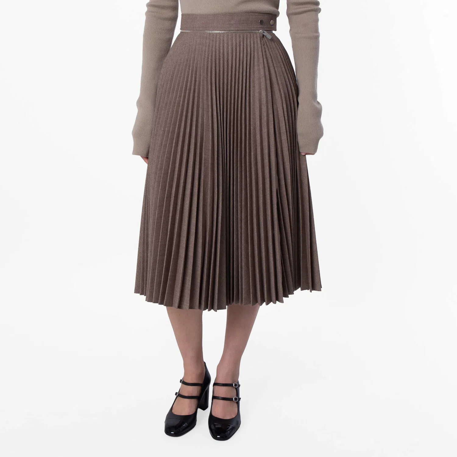 Юбка Burberry Linden Melange, плиссированная шерстяная миди