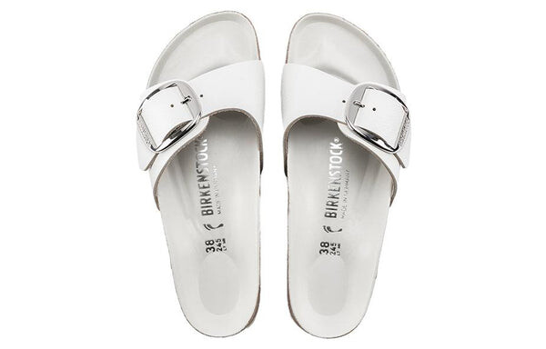 Тапочки madrid big buckle leather narrow fit sandals 'white' Birkenstock, белый — фото 4