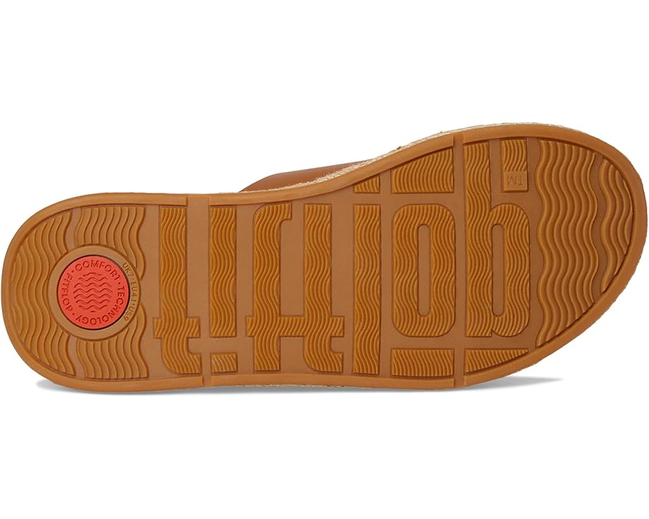 Сандалии FitFlop F-Mode Espadrille Leather Flatform Cross Slides, цвет Deep Tan — фото 3
