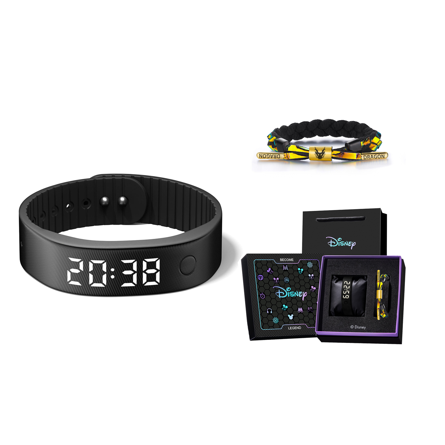 

Disney Часы Mickey Wrist Watch Electronic Movement Silicone Strap Watch Unisex Black Dial, Simple Black[Disney Trendy and Cool Box]