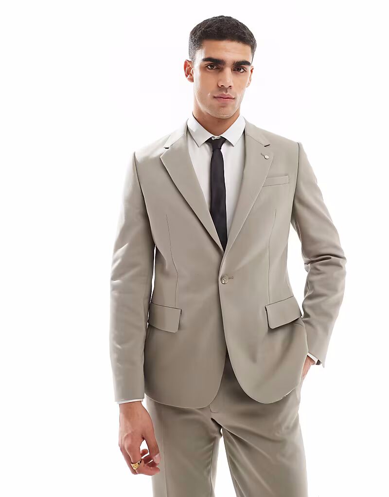 

Однобортный современный пиджак River Island бежевого цвета