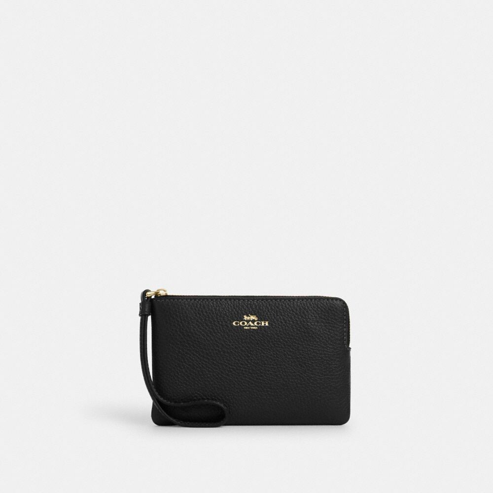 

Сумка-ристлет COACH Corner Zip Wristlet, золотой/черный