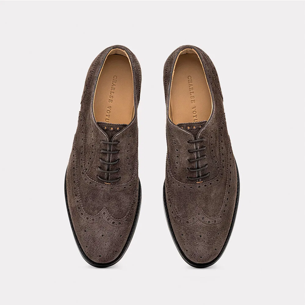 Мужские оксфорды Wingtip Standard, коричневая замша, от Charlse Votum — фото 2