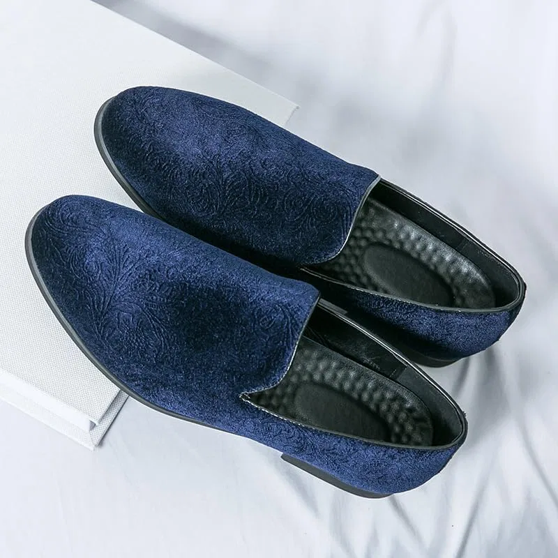 Лоферы велюровые мужские Luxury Penny Loafers, синий Senlongbao — фото 3