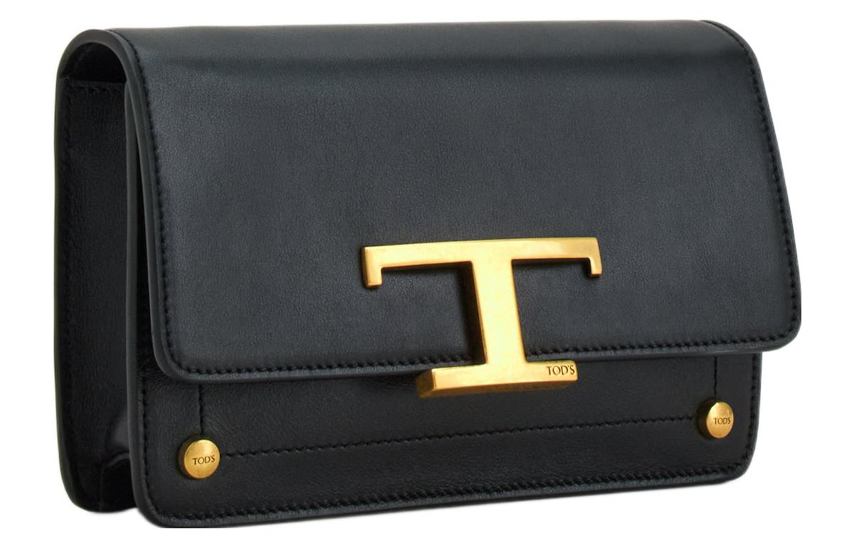 TOD'S Кожаный наплечный поясной рюкзак One Shoulder Crossbody Fanny Pack Extra Small, черный, женский