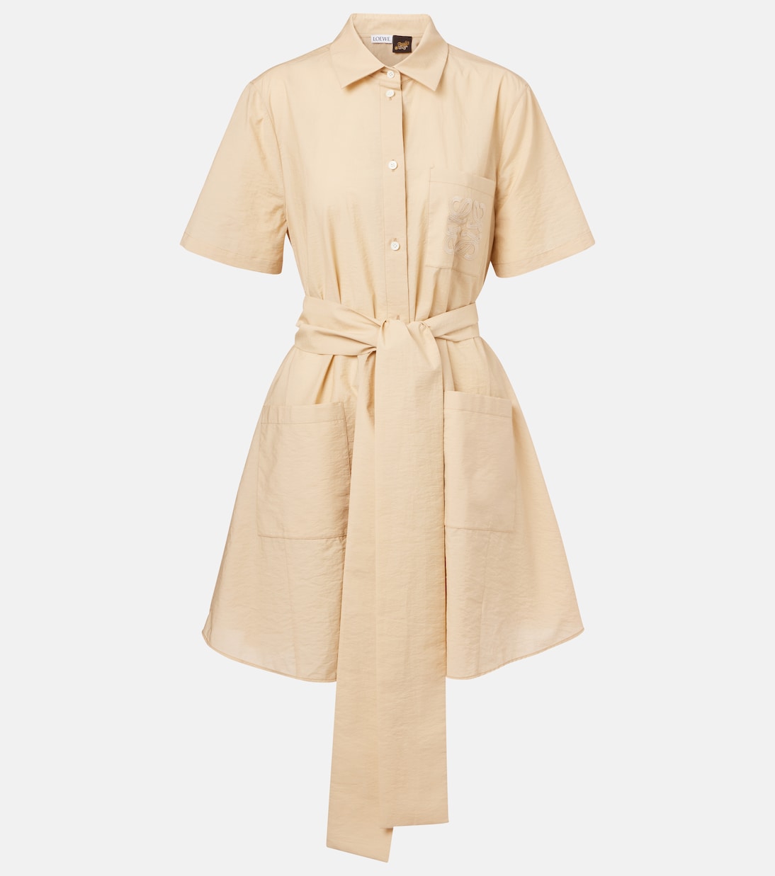 

Платье-рубашка Paula's Ibiza из хлопчатобумажной поплиновой смеси Loewe, Light Beige