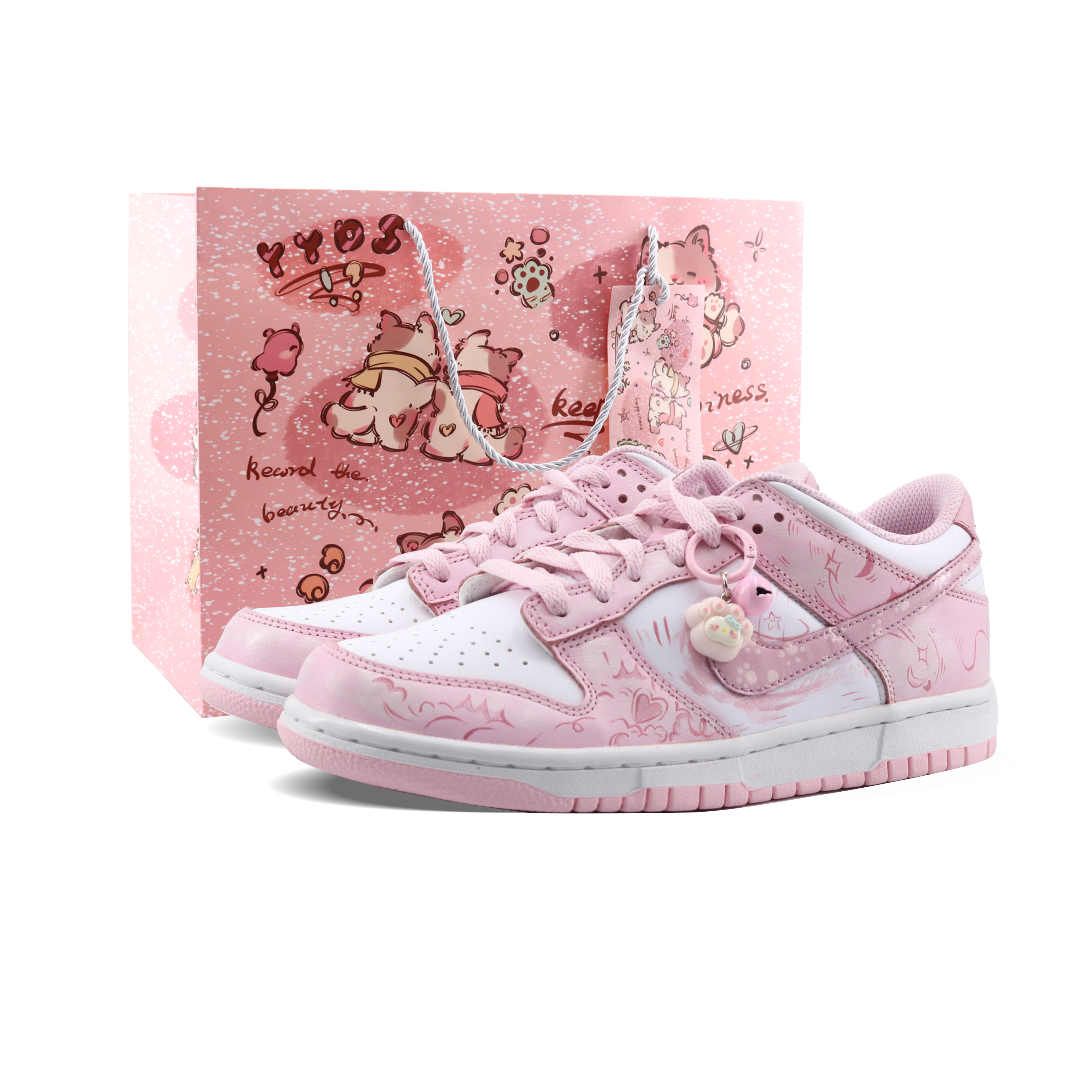 

Кроссовки для скейтбординга Dunk Powder Glutinous Paw с противоскользящим покрытием, износостойкие, низкие, для детей и подростков Nike, розовый