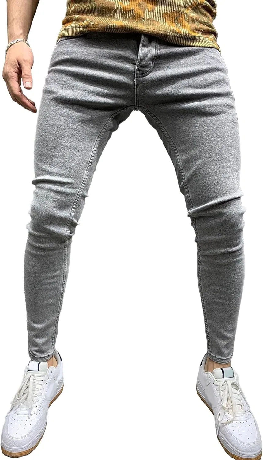 Джинсы зауженные мужские, серый