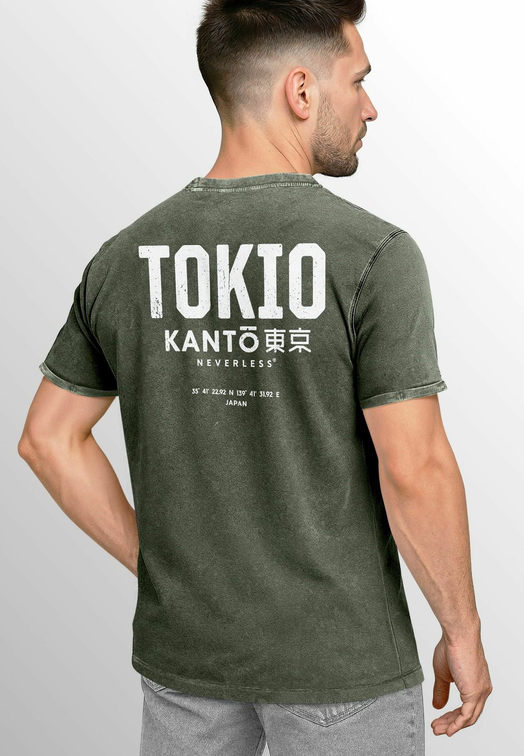 

Футболка с принтом VINTAGE BACK JAPAN TOKYO GRAFIK Neverless, оливковый