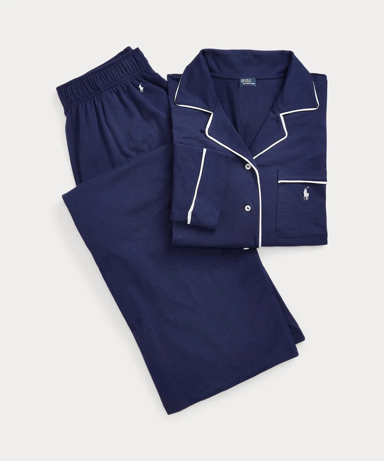 Пижама длинный рукав Ralph Lauren, комплект из рубашки и брюк, тёмно-синий — фото 2