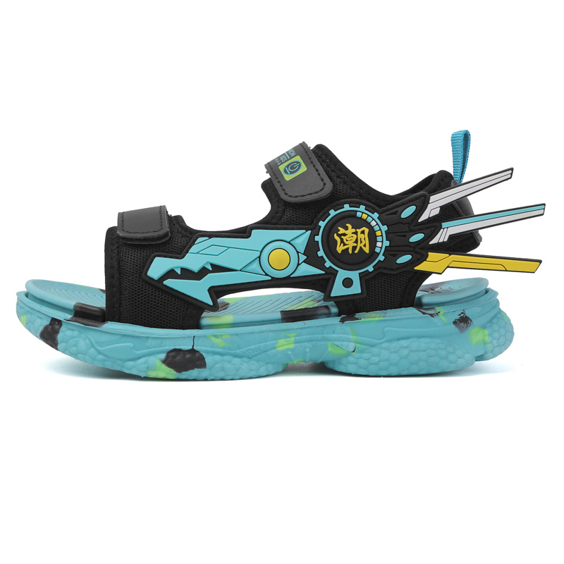 

Детские сандалии с низким верхом, нескользящие, износостойкие, дышащие RHOBESAM, черный/зеленый