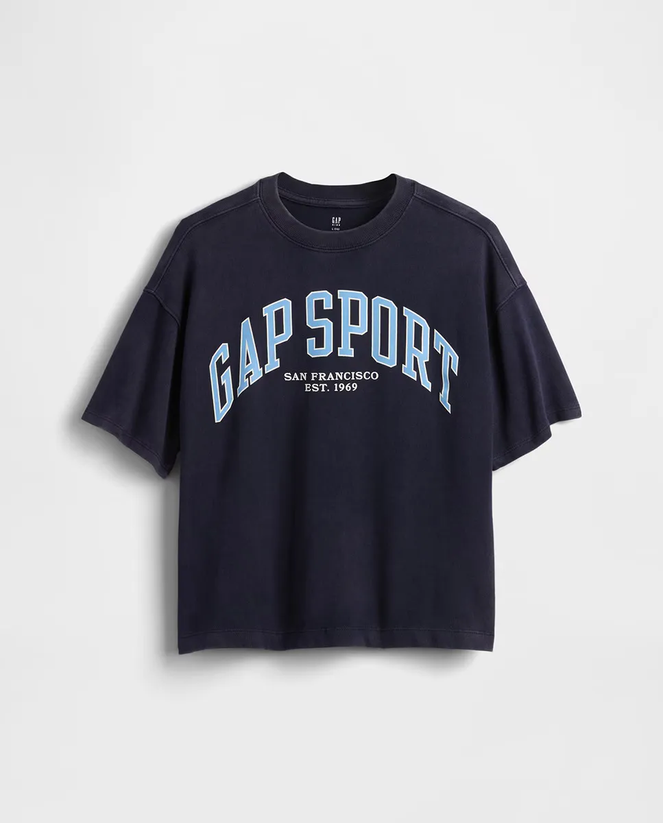 

Футболка большого размера с логотипом Gap Sport для детей, темно-синий