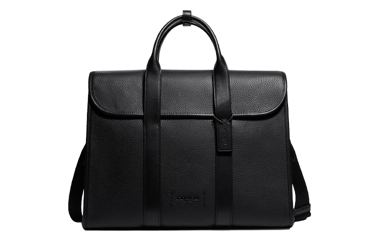 

COACH Мужской черный портфель-туба Gotham из шагреневой кожи с отделкой из телячьей кожи