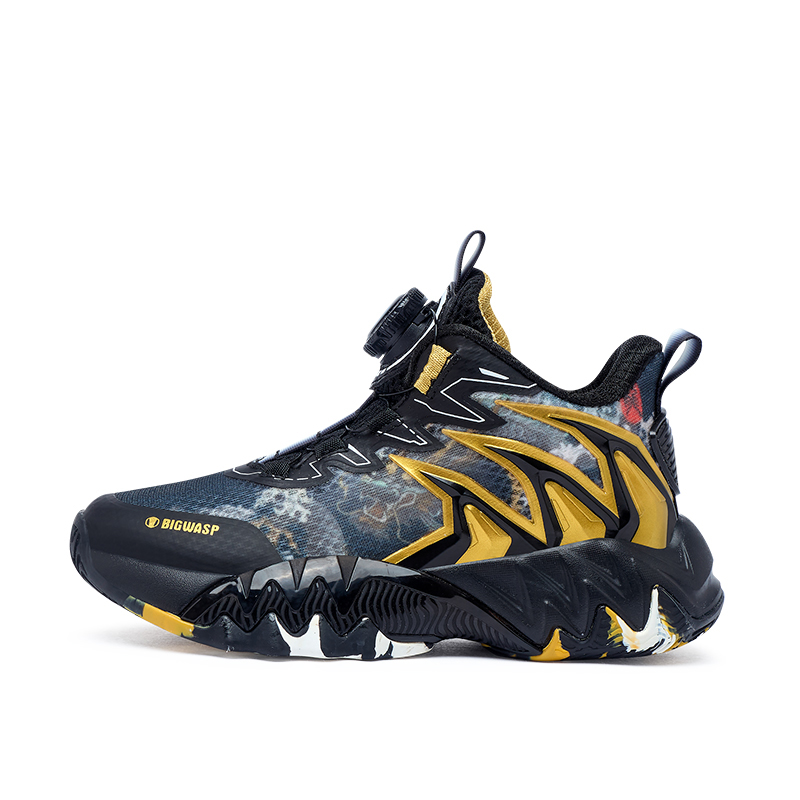 

Детские баскетбольные кроссовки Nine Dragons And Nine Sons BIG WASP, черный золото[spring fall dual network]