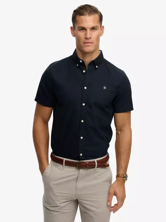 Рубашка с коротким рукавом в стиле преппи Оксфорд Superdry, Eclipse Navy