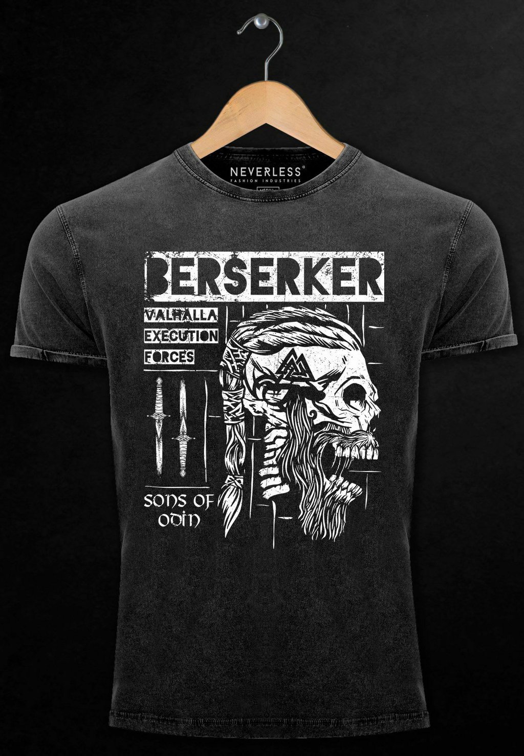

Футболка с принтом VINTAGE VALHALLA BERSERKER RAGNAR LODBROK SONS OF O Neverless, черный