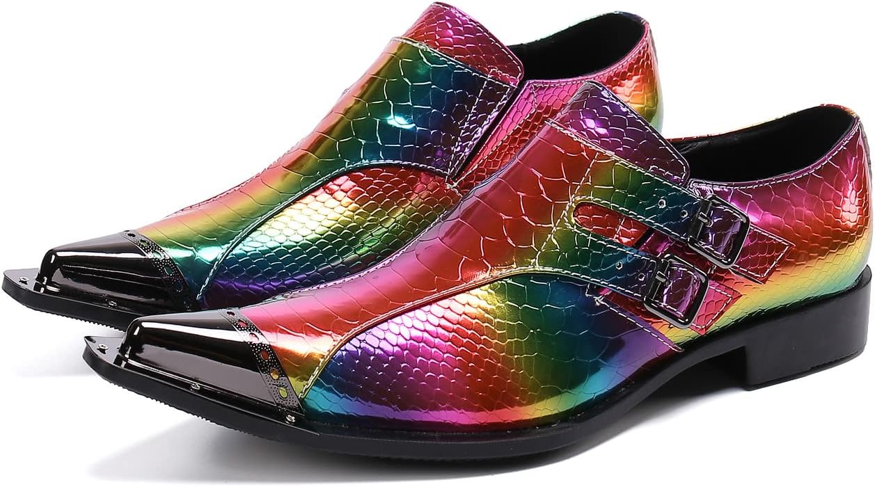 

Мужские лоферы Santimon Mens Rainbow с пряжкой, удобные, с металлическим носком, в стиле церкви, для свадьбы, вечеринки и путешествий