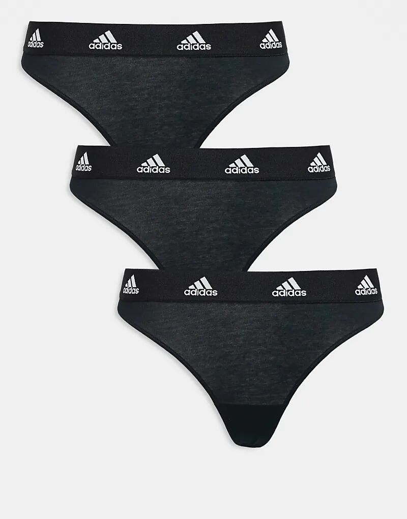 

Комплект из 3 хлопковых стрингов Adidas Active Comfort черного цвета