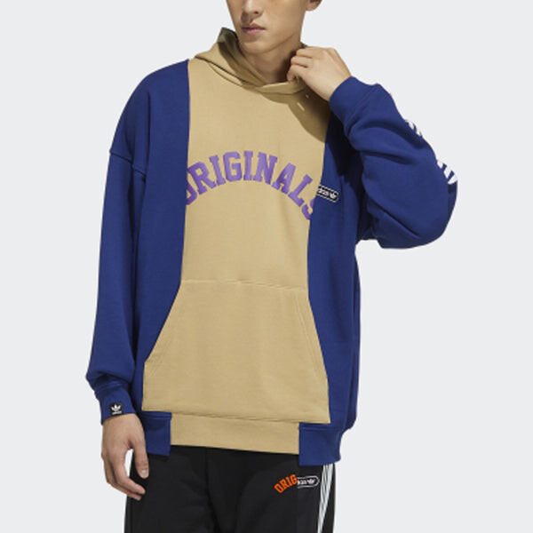 Толстовка Men's adidas originals Mr Hoody Alphabet Printing Colorblock Pullover Blue Brown, синий — фото 2