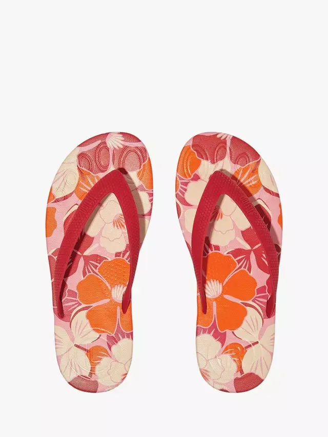 Детские шлепанцы iQushion с цветочным принтом, красные/разноцветные FitFlop — фото 4